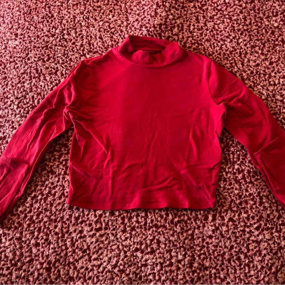 Hollister Red Fitted Crop Long Sleeve Tee